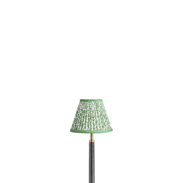 6 inch empire shade for cordless lamps in green blue Tuffley gathered cotton by GP & J Baker