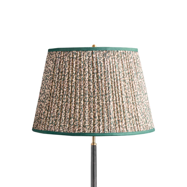 18 inch straight empire shade in aqua red Tuffley gathered cotton by GP & J Baker