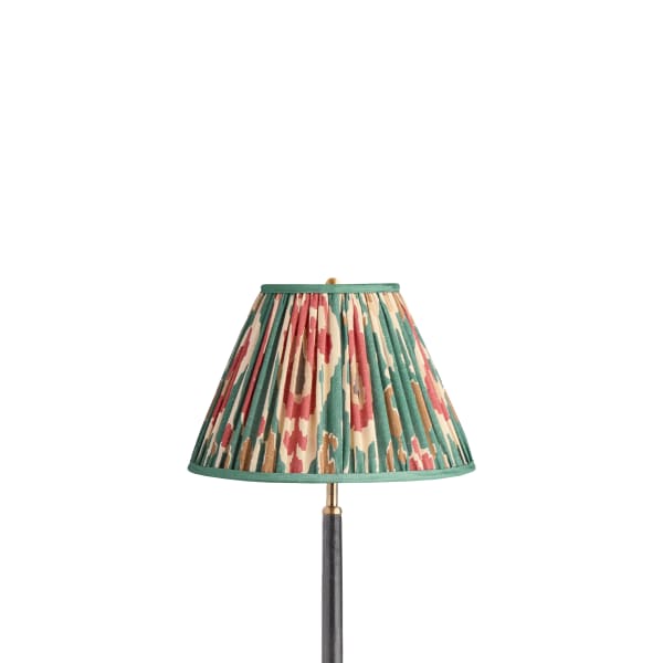 12 inch empire shade in red aqua Bokhara gathered linen by GP & J Baker