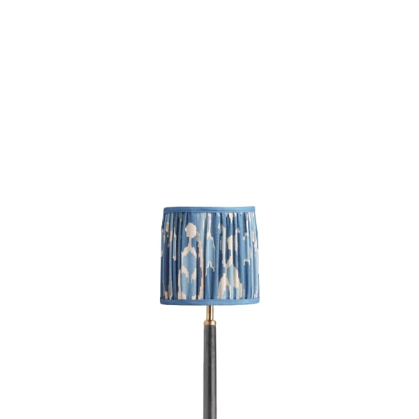 6 inch tapered drum shade for cordless lamps in denim Bokhara gathered linen by GP & J Baker