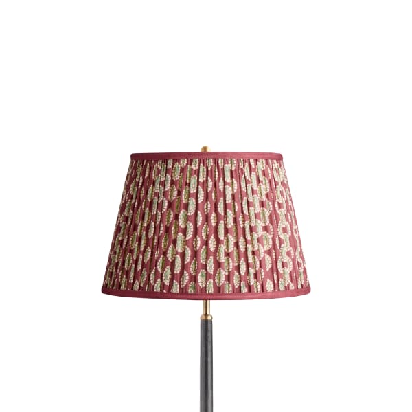 14 inch straight empire shade in oxblood block printed Dotty gathered cotton by GP & J Baker