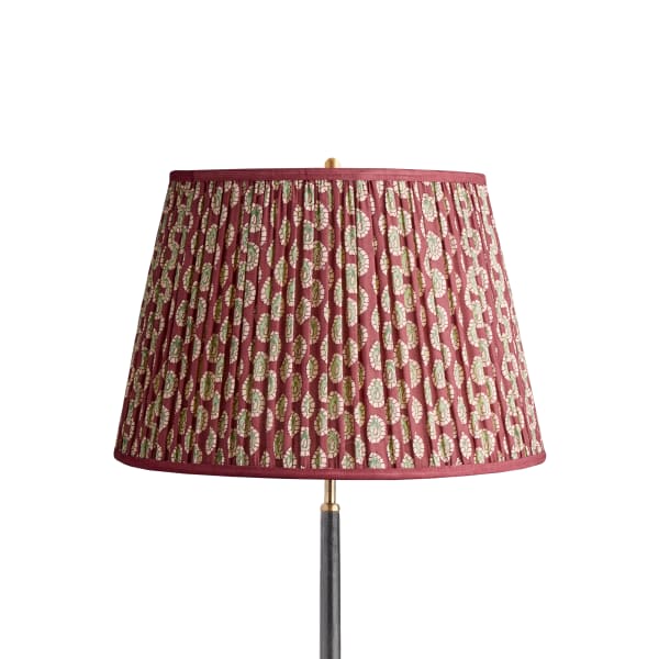 18 inch straight empire shade in oxblood block printed Dotty gathered cotton by GP & J Baker
