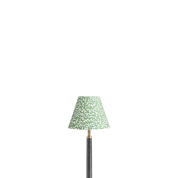 6 inch empire shade for cordless lamps in green blue Tuffley cotton by GP & J Baker