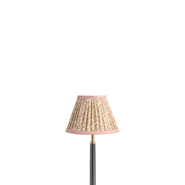 8 inch empire shade for cordless lamps in blush Tuffley gathered cotton by GP & J Baker