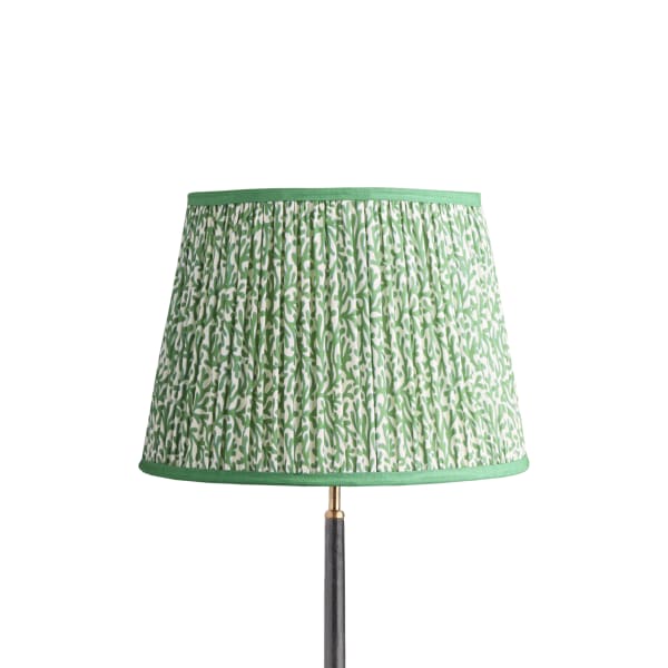 16 inch straight empire reversible gimbal shade in green blue Tuffley gathered cotton by GP & J Baker