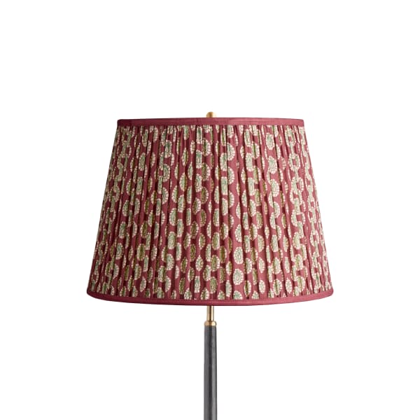 16 inch straight empire shade in oxblood block printed Dotty gathered cotton by GP & J Baker