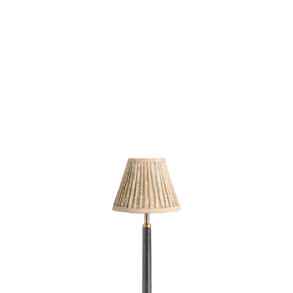 6 inch empire shade for cordless lamps in biscuit block printed Dotty gathered cotton by GP & J Baker