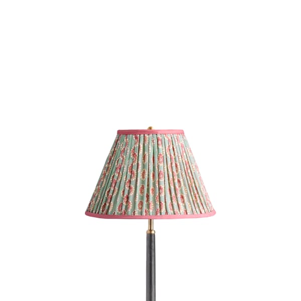 12 inch empire shade in aqua pink block printed Dotty gathered cotton by GP & J Baker