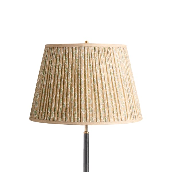 18 inch straight empire shade in biscuit block printed Dotty gathered cotton by GP & J Baker