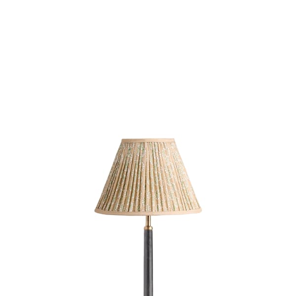 10 inch empire shade for cordless lamps in biscuit block printed Dotty gathered cotton by GP & J Baker