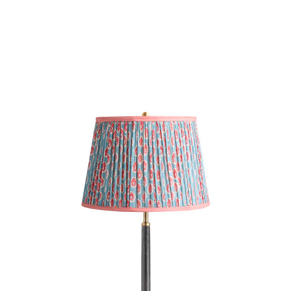 12 inch straight empire shade in blue and red block printed Dotty gathered cotton by GP & J Baker