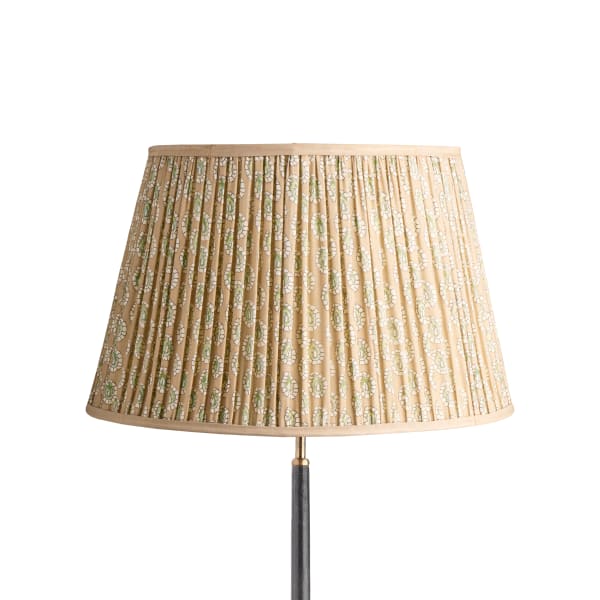 20 inch straight empire shade in biscuit block printed Dotty gathered cotton by GP & J Baker