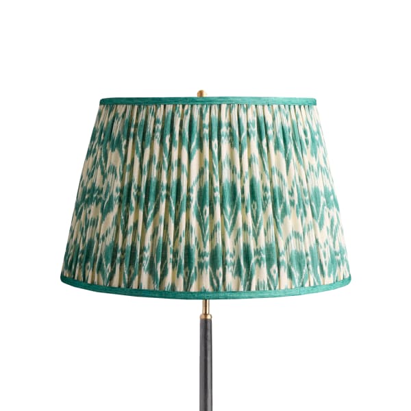 20 inch straight empire shade in teal Zaraband gathered linen by GP & J Baker