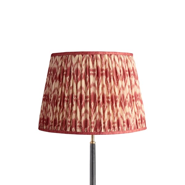 16 inch straight empire reversible gimbal shade in red Zaraband gathered linen by GP & J Baker