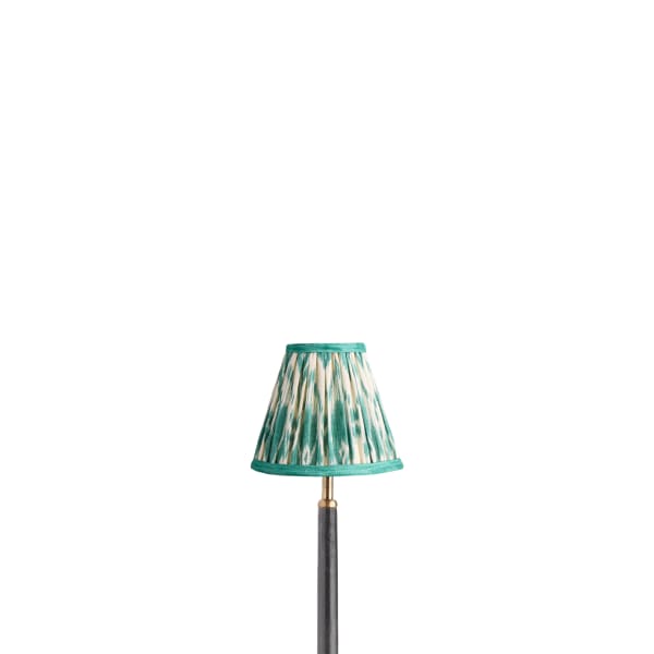 6 inch empire clip on shade in teal Zaraband gathered linen by GP & J Baker