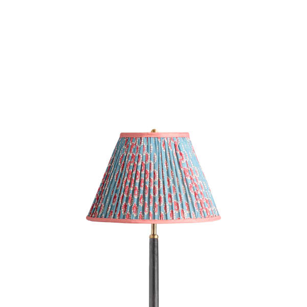 12 inch empire shade in blue and red block printed Dotty gathered cotton by GP & J Baker