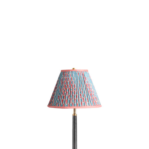 10 inch empire shade in blue and red block printed Dotty gathered cotton by GP & J Baker
