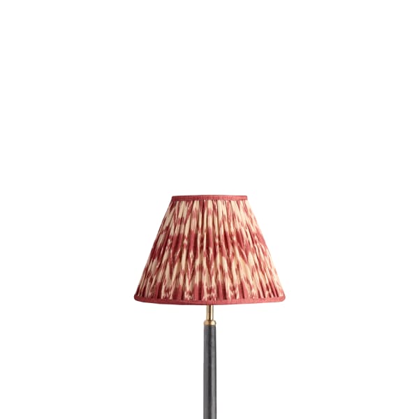 10 inch empire shade for cordless lamps in red Zaraband gathered linen by GP & J Baker