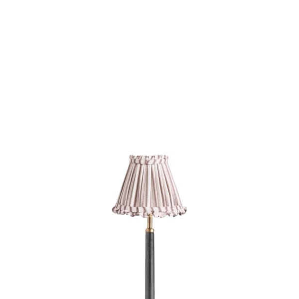 6 inch empire bloomer shade for cordless lamps in rust ticking linen