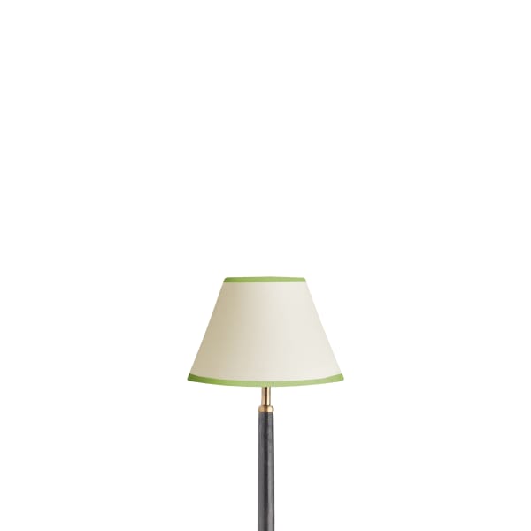8 inch empire shade for cordless lamps in top n tail cream card with classic green tape