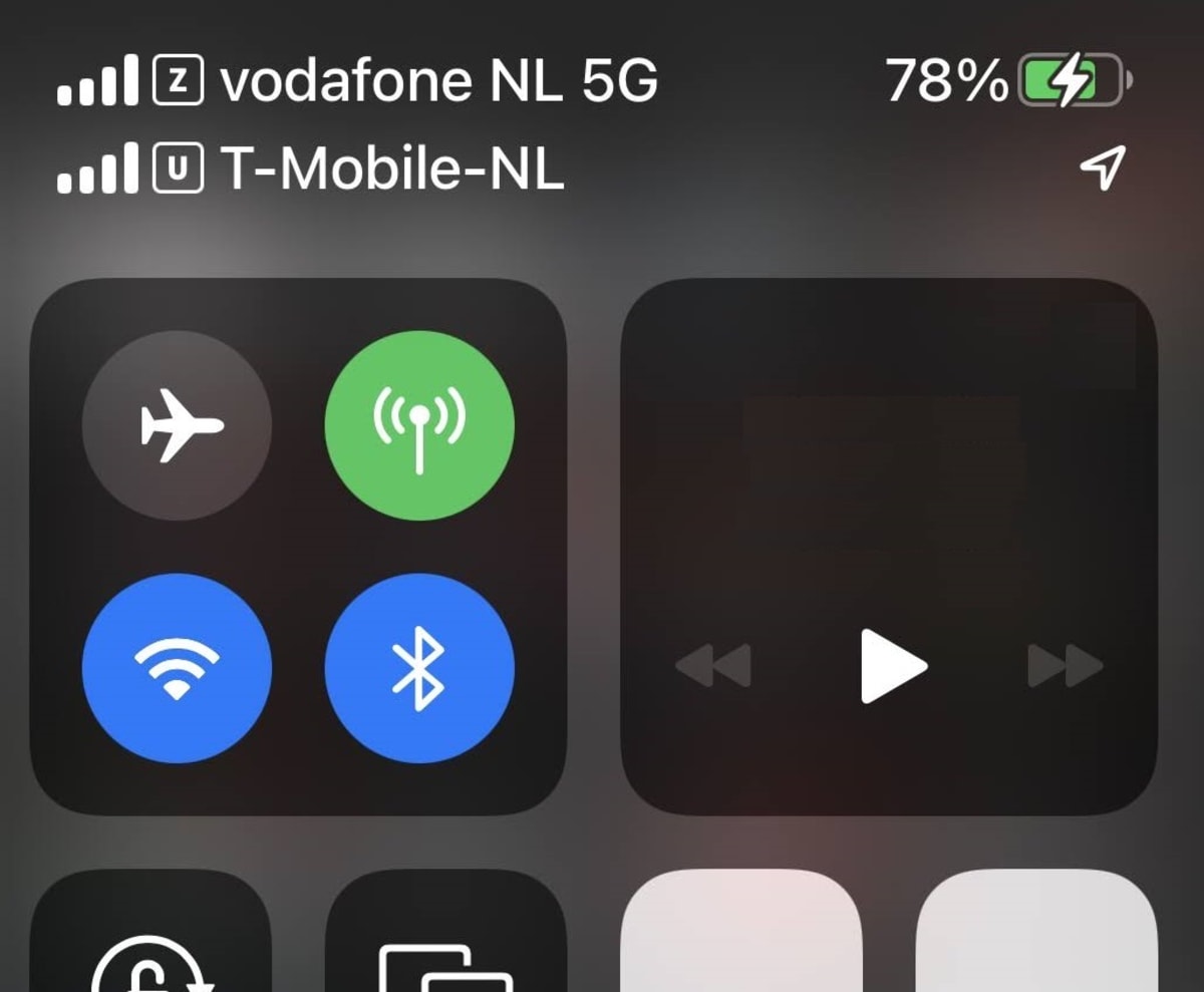 On an iPhone using dual SIMs you will see two mobile phone signal strength indicators, one for each provider