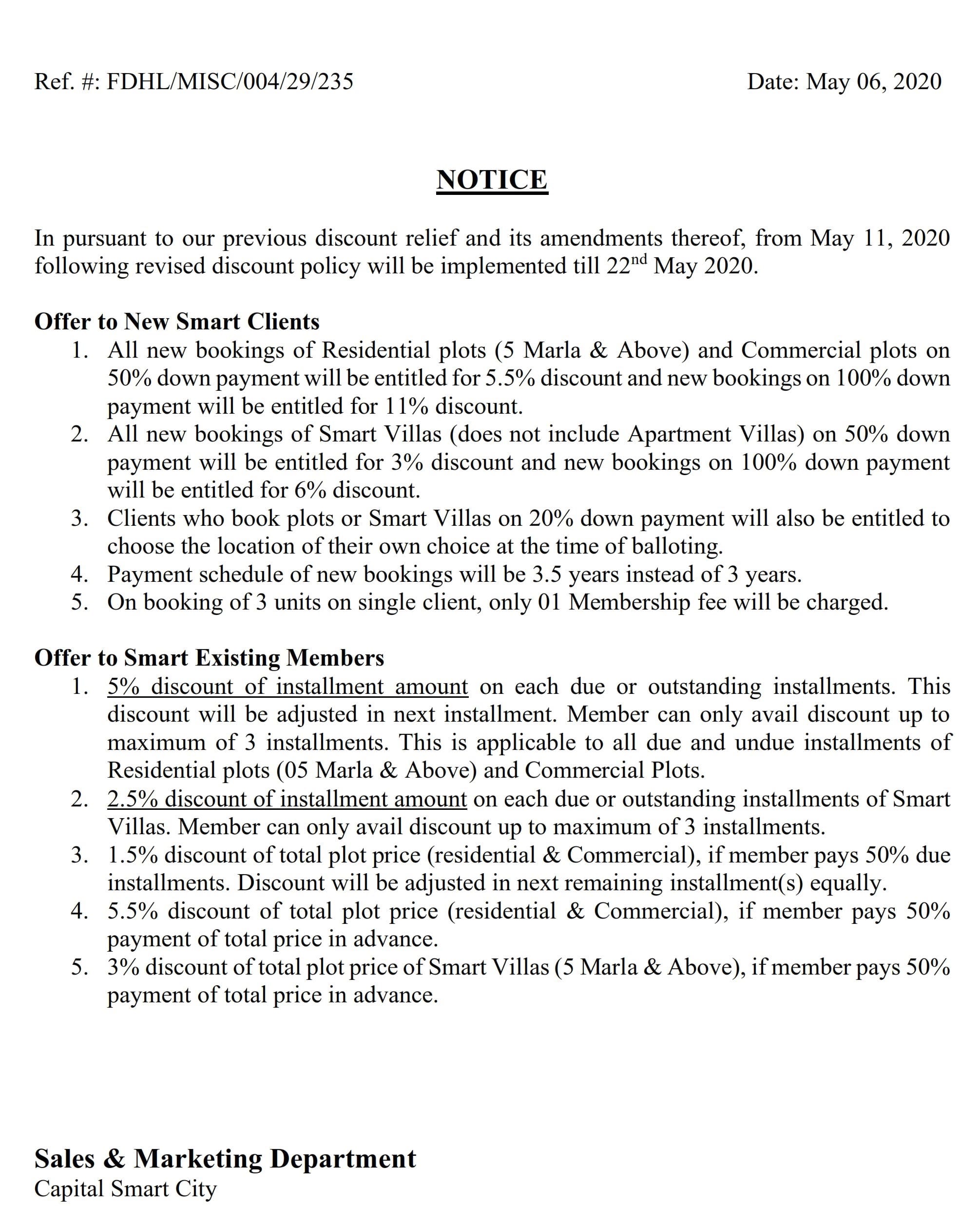 Revised Discount Policy
