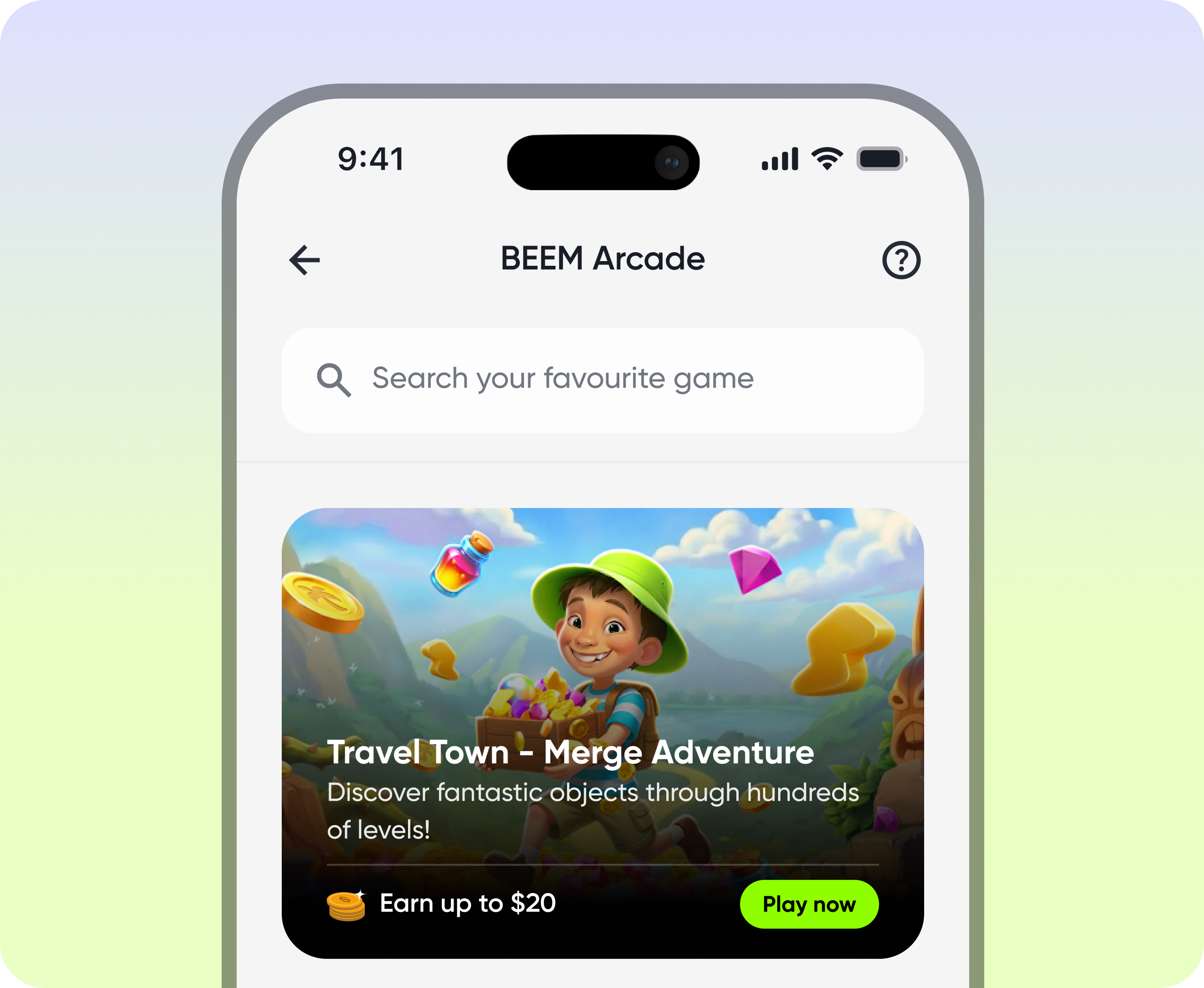 Play games and earn rewards in the Beem app