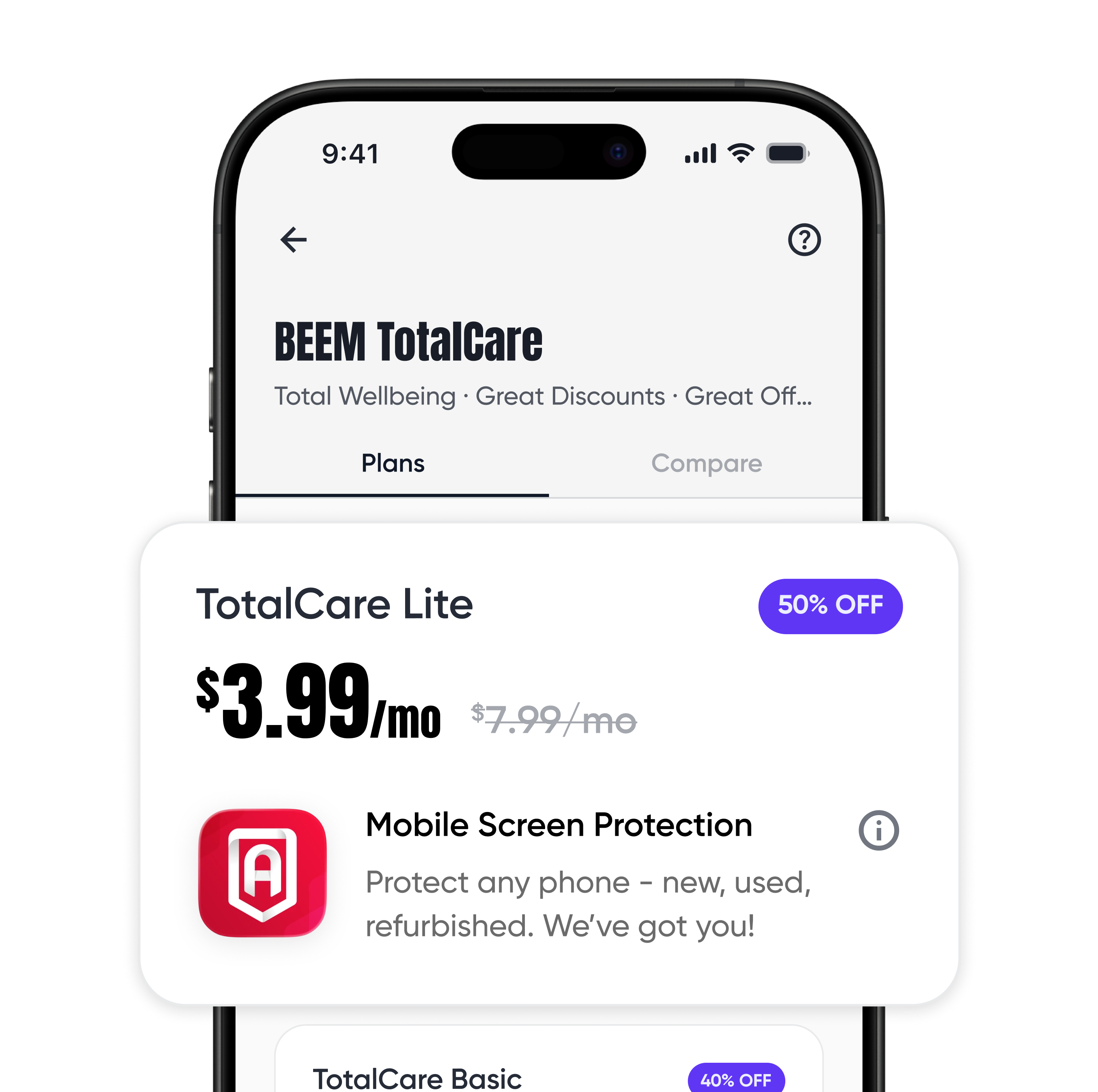 Beem TotalCare AKKO device protection in app