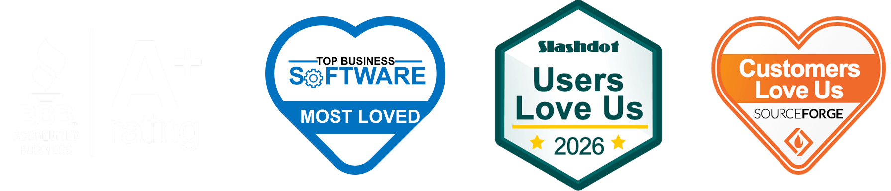 Beem trust badges: BBB A+, G2 Most Loved Software, Slashdot Users Love Us, Customers Love Us SourceForge