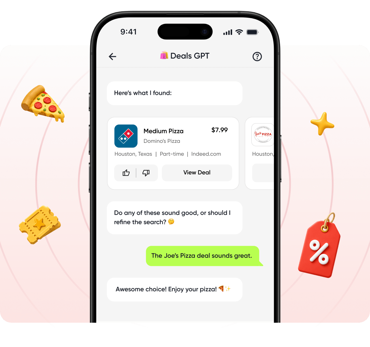Deals GPT chat finding you deals