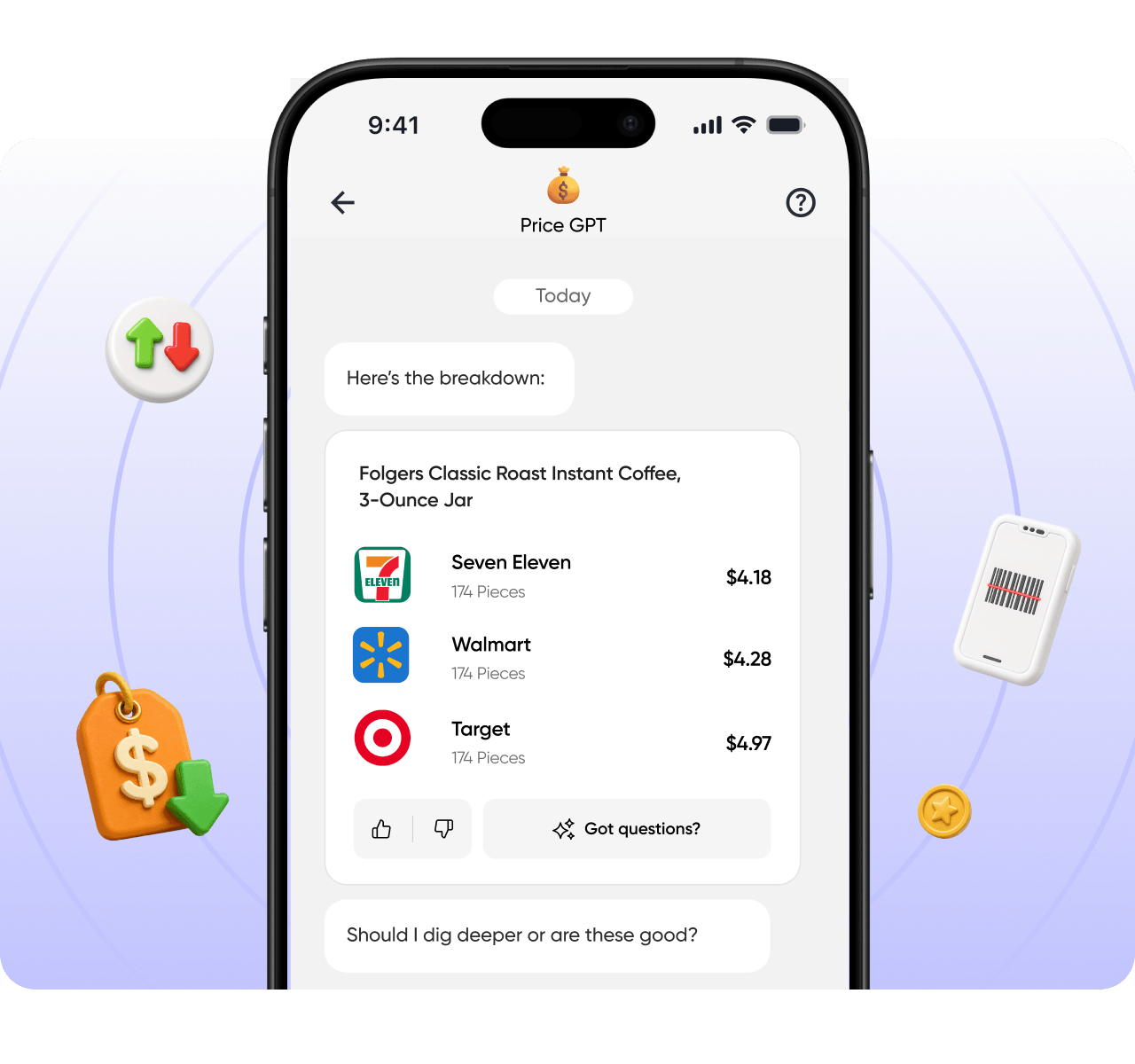 Price GPT chat comparing product prices
