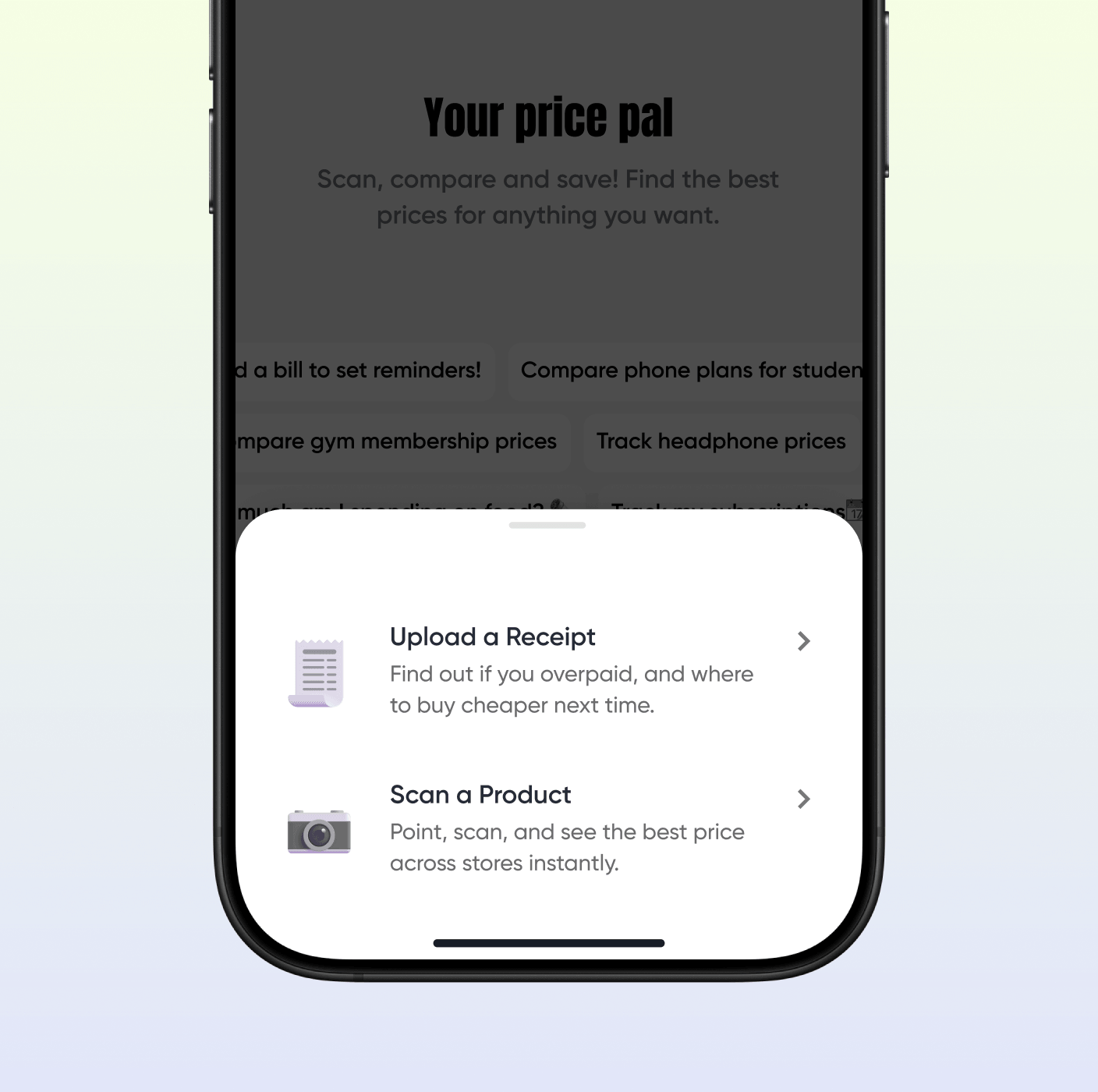 Scan or upload a receipt in the Beem app