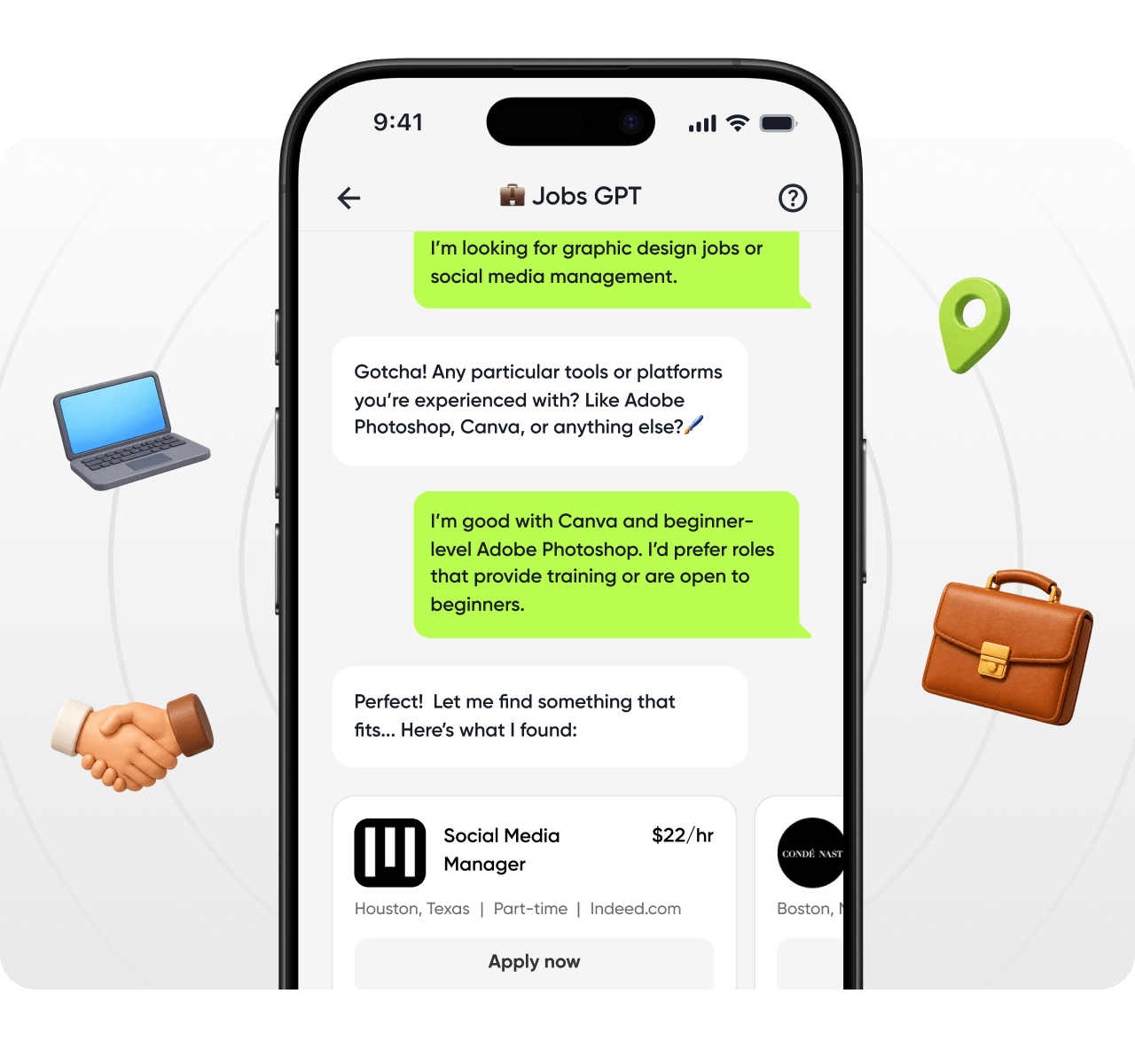 Jobs GPT chat matching you with jobs