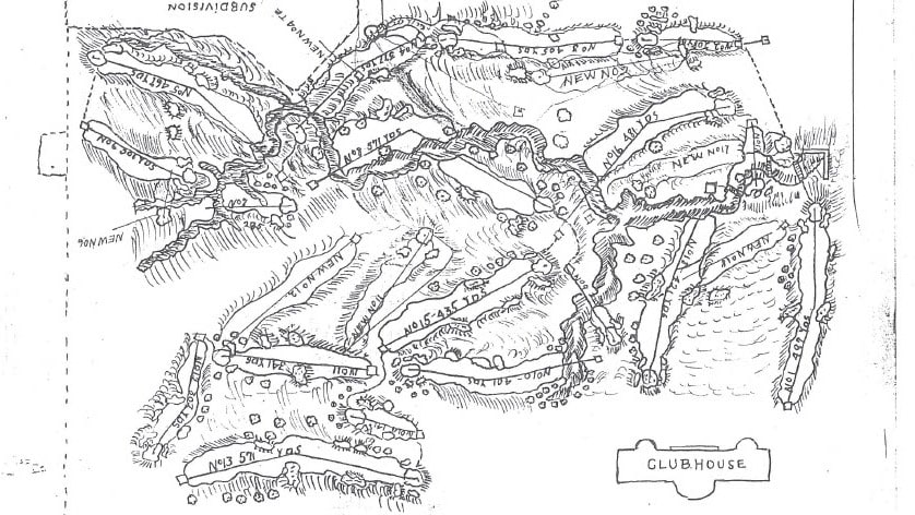 A drawing of George Thomas' proposed changes to Herbert Fowler's original layout of The Los Angeles Country Club's North Course. (Courtesy LACC)