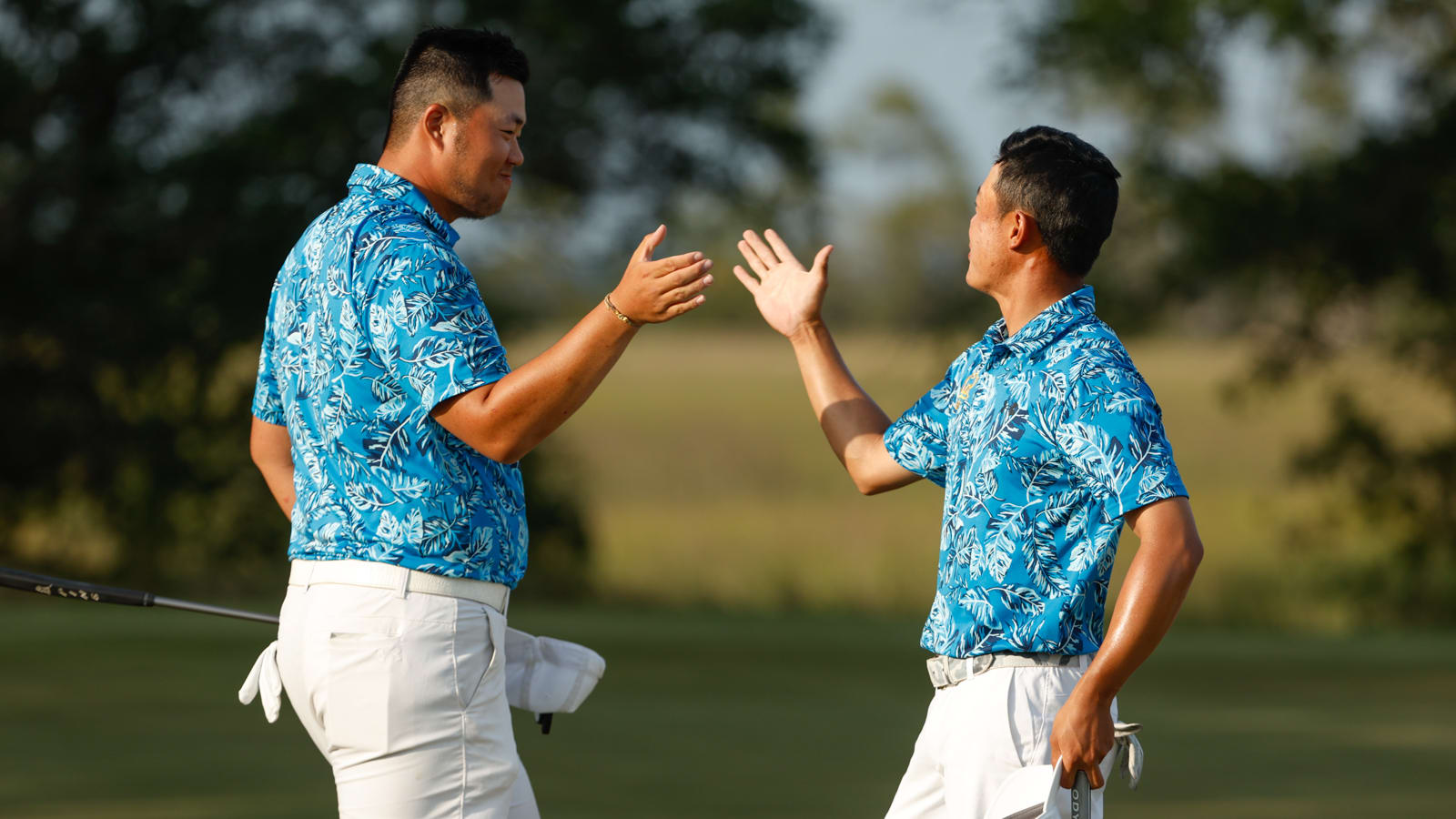 University of California golfers Sampson Zheng (left) and Aaron Du were 42 under par for the week at Kiawah Island Club. (USGA/Chris Keane)