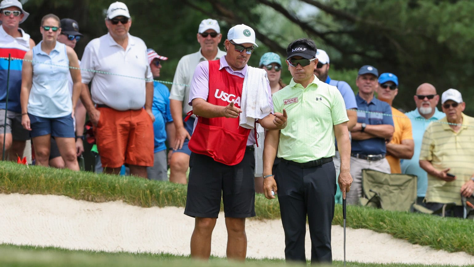 Y.E. Yang, the 2009 PGA champion, is among five players in red figures through 54 holes. He posted a 2-under 69 on Saturday. (USGA/James Gilbert)