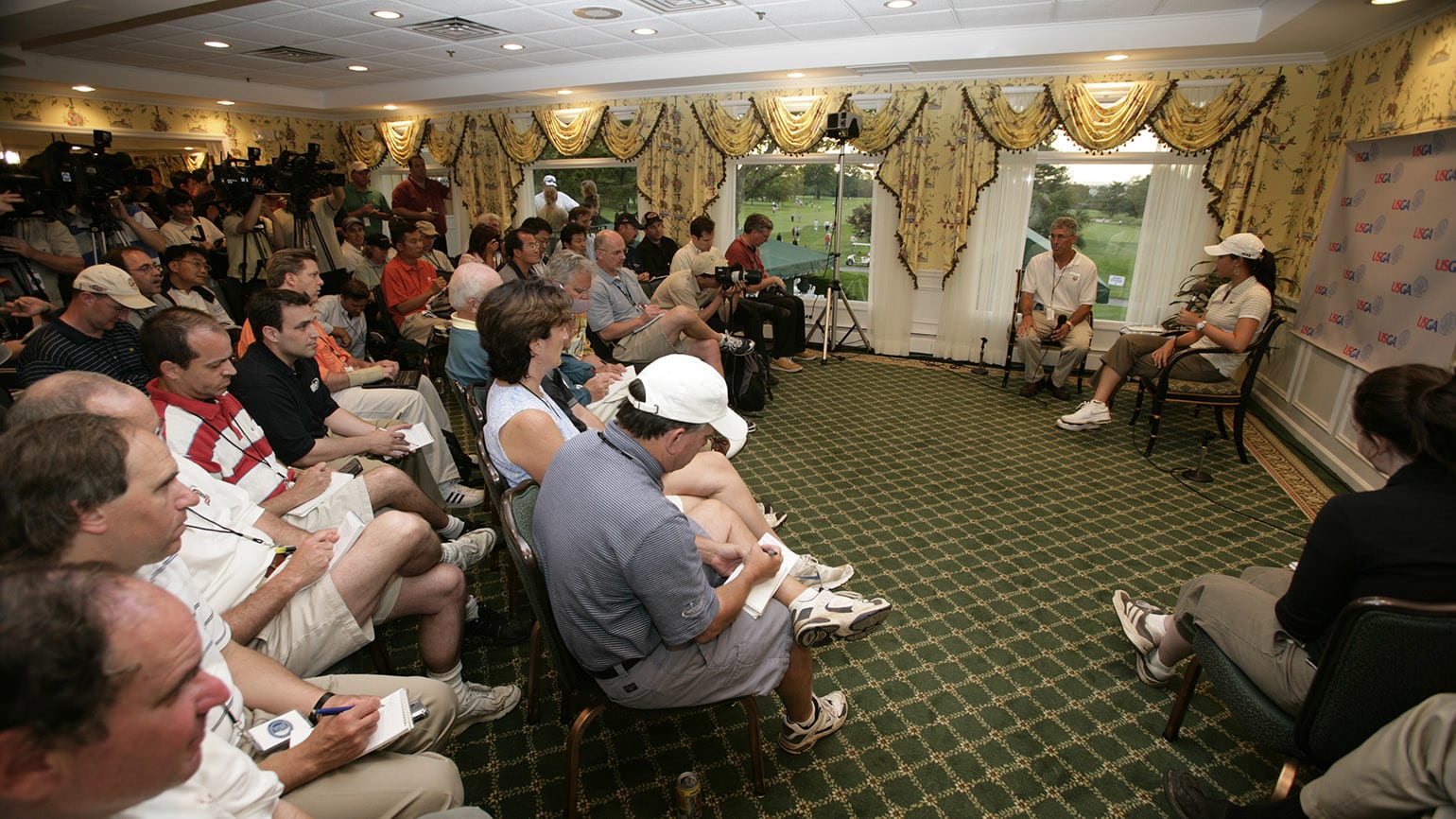 Some 200 reporters were credentialed to cover Michelle Wie West's attempt to qualify for the 2006 U.S. Open at Canoe Brook C.C. (USGA/John Mummert)