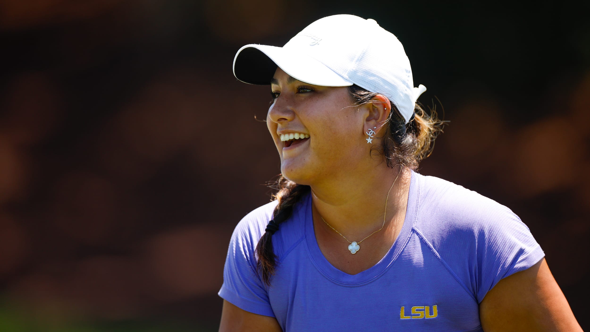 Latanna Stone had reason to smile on Saturday, registering six birdies in ousting 2022 USA Curtis Cup teammate Rachel Heck, 3 and 2. (USGA/James Gilbert)