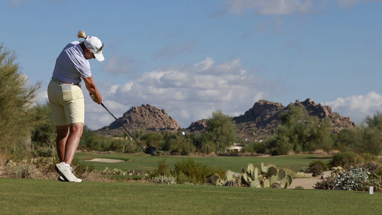 Martha Leach was among nine past USGA champions to post Round-of-64 wins on Monday at Troon Country Club. (USGA/Jason E. Miczek)