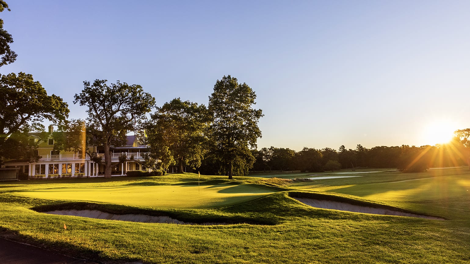 18th Hole The 18th Hole of The Country Club in Brookline, Mass. as seen on Wednesday, Sept. 8, 2021. (Copyright USGA/John Mummert)