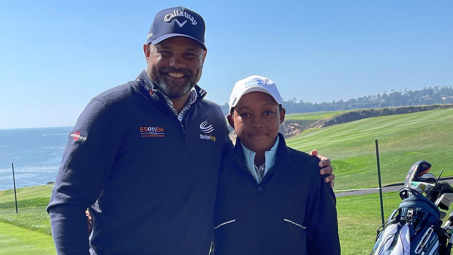Alaythia Hinds got paired with fellow Black golfer and PGA Tour Champions member Brian Cooper in the 2023 Pure Insurance Open at Pebble Beach, where she finished second in the girls' division. (Lamar Hinds)