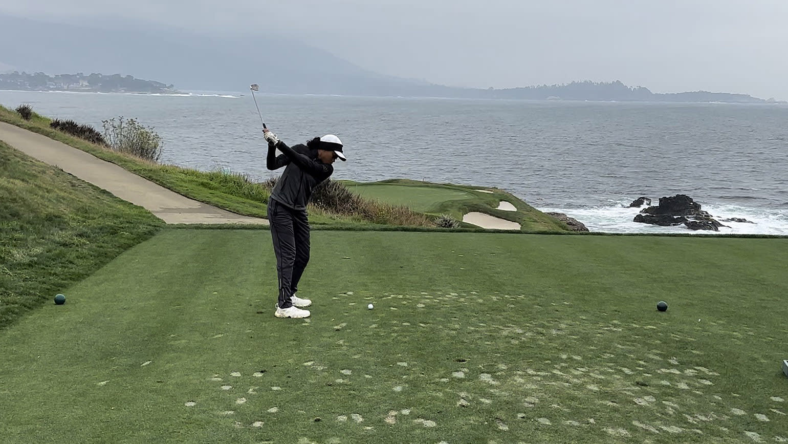 As an invitee to the Pure Insurance Open, First Tee alum Alaythia Hinds got the chance to play two rounds at Pebble Beach Golf Links and its iconic par-3 seventh hole. (Lamar Hinds)