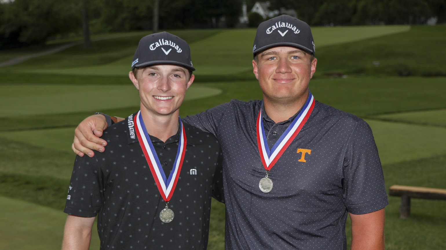 Tennessee teenagers and 2024 runners-up Blades Brown (left) and Jackson Herrington wowed spectators, fellow competitors and officials with their talent this week at Philadelphia Cricket Club. (USGA/Jonathan Ernst)