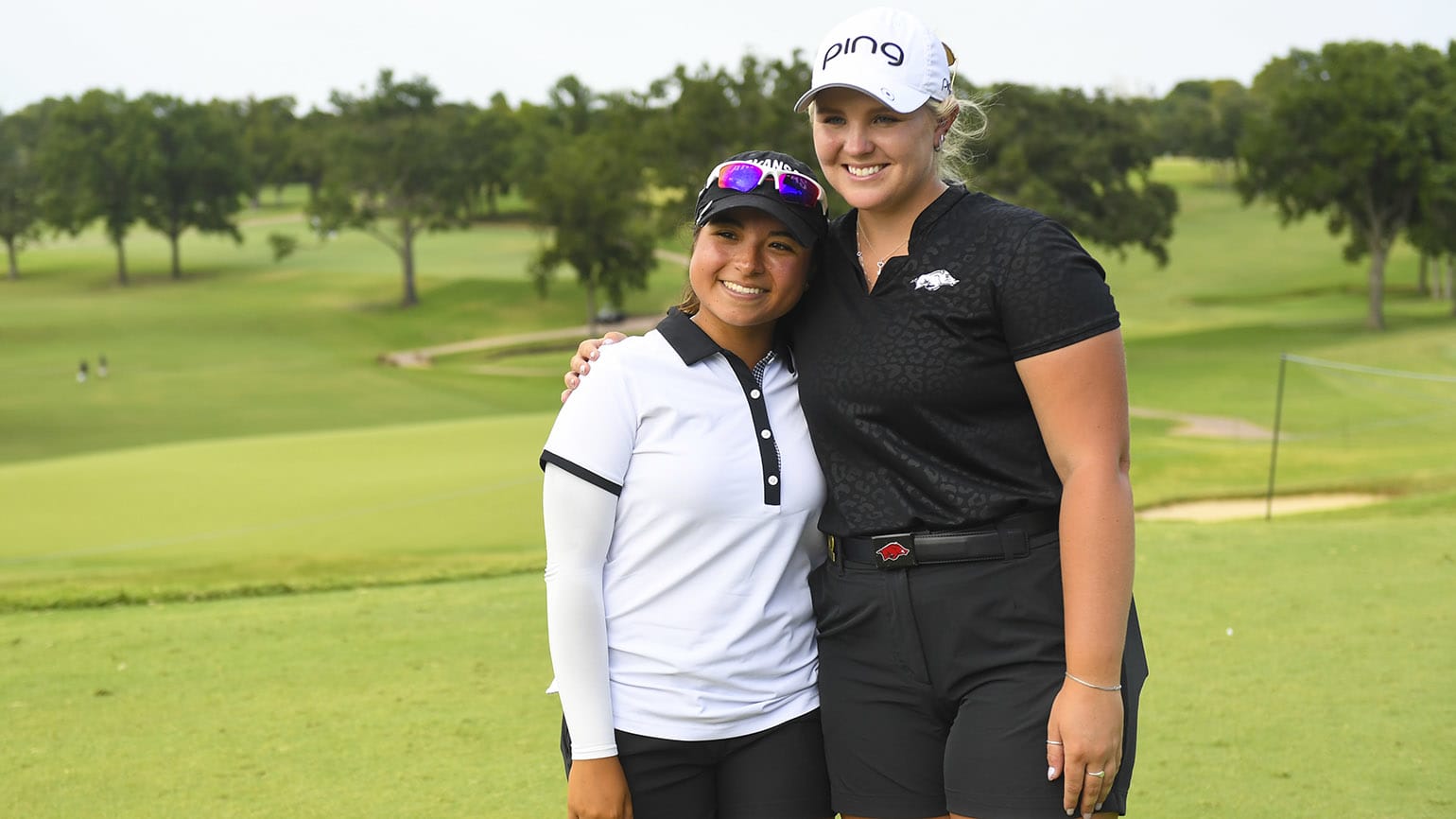 It was Hog Heaven at Southern Hills C.C. on Friday as Arkansas standouts Maria Jose Marin (left), of Colombia, and Kendall Todd, of Litchfield Park, Ariz., each advanced to the semifinals, and could face each other in the 36-hole title match. (USGA/Kathryn Riley)