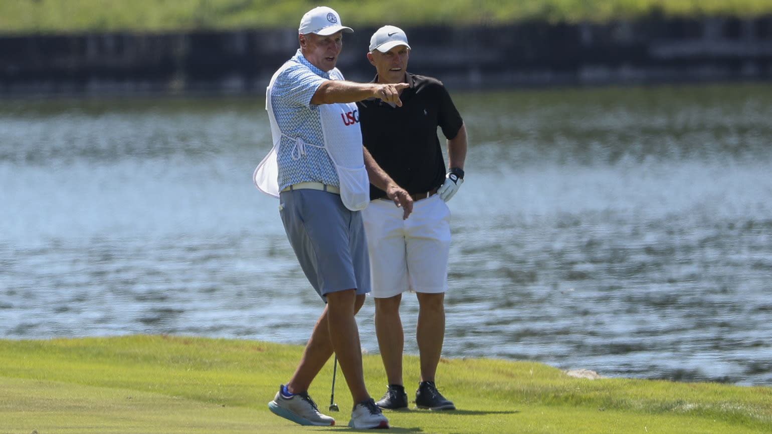 Two-time Super Bowl-winning quarterback Mark Rypien (left) is helping his brother, Tim, this week at The Honors Course. Mark, a fine player in his own right, won a pair of American Century Celebrity titles in 1990 and 2014 in Lake Tahoe. (USGA/Jeff Haynes)