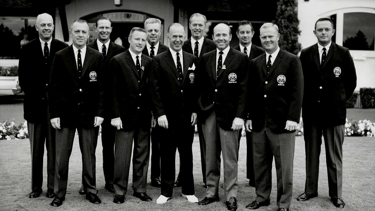 The 1961 USA Walker Cup Team rolled to an 11-1 victory at Seattle (Wash.) Golf Club, thanks to performances by future 18-time major champion Jack Nicklaus (far right) and Deane Beman (second from left), the future PGA Tour commissioner. (USGA Archives)