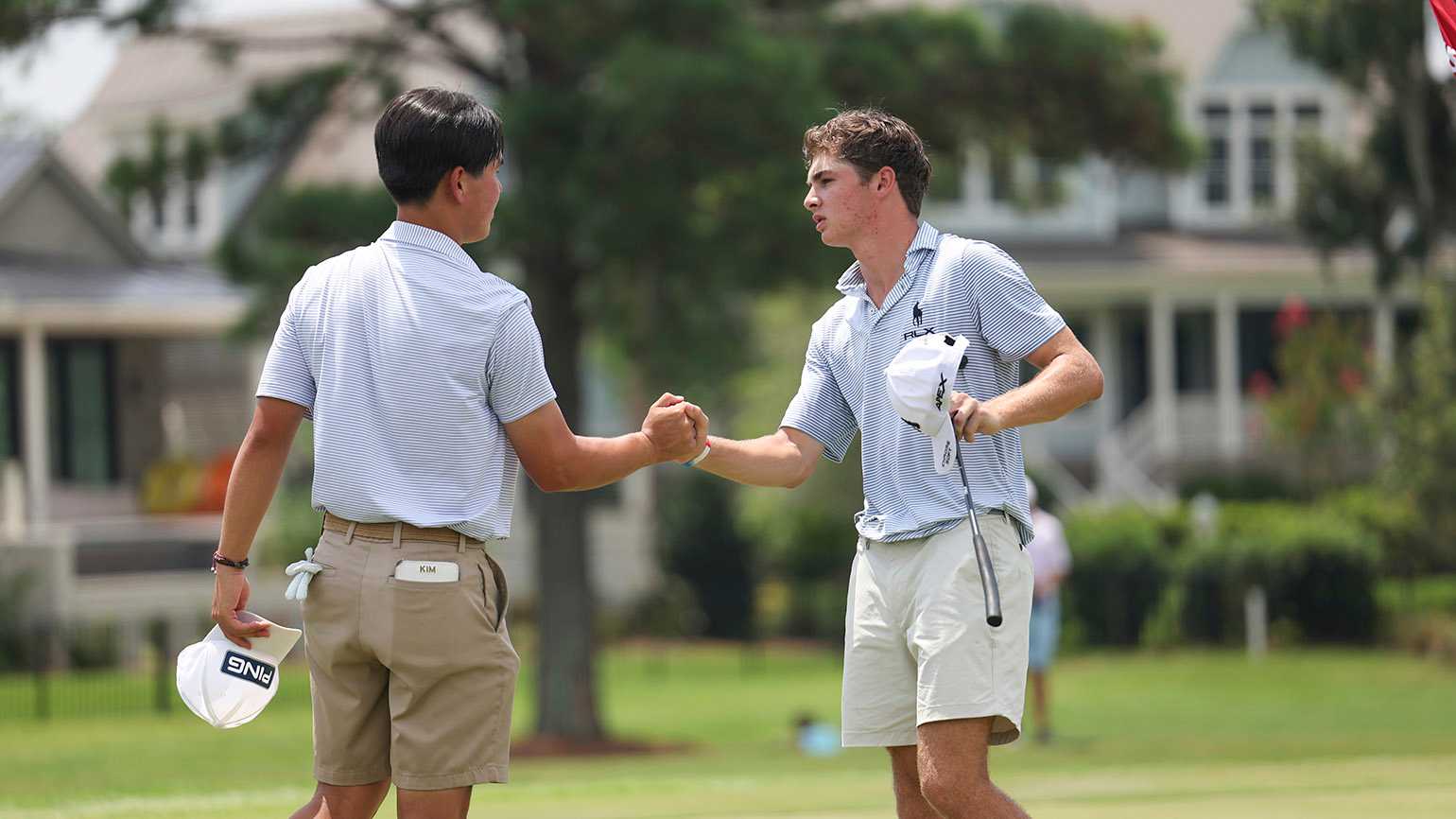 Clemson signee Jackson Byrd (right), the son of PGA Tour winner Jonathan Byrd, will be making his second U.S. Junior Amateur start. (USGA/Tom Brenner)