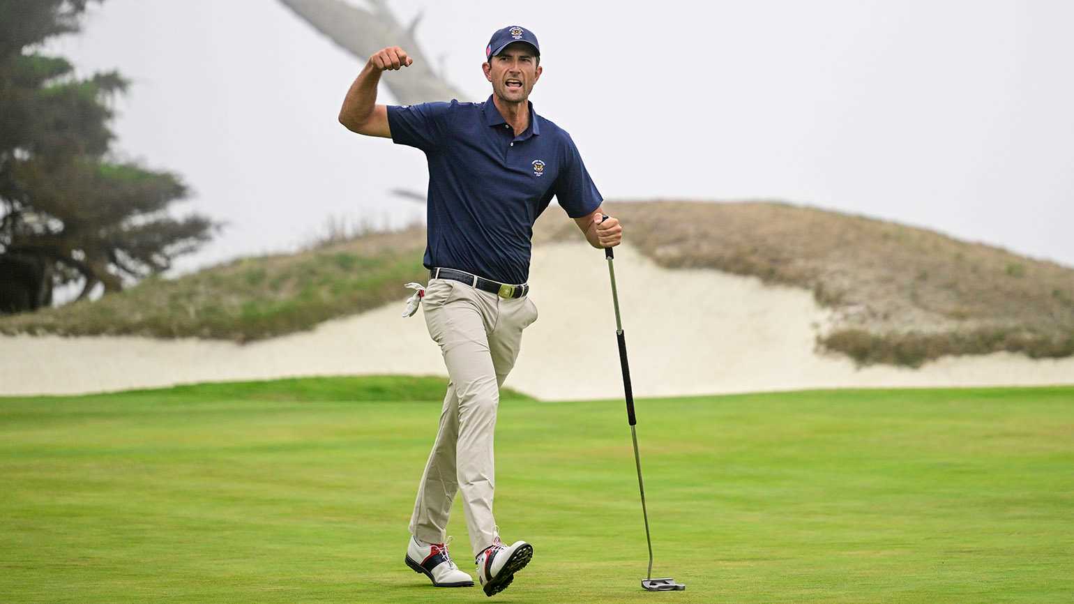 Three-time Mid-Amateur champion Stewart Hagestad, seen here during last weekend's USA Walker Cup victory, continued his good form with a 66 at co-host Troon North on Saturday. (USGA/Steve Gibbons)