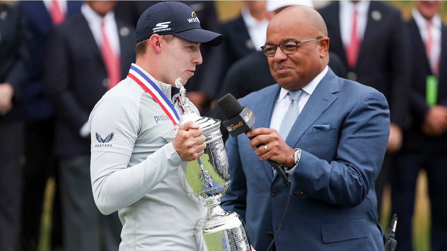 Although he won't call the 2026 U.S. Women's Open, NBC's Mike Tirico (right) understands how important playing this championship at an iconic venue such as Riviera is to the community and women's professional golf. (USGA/Chris Keane)