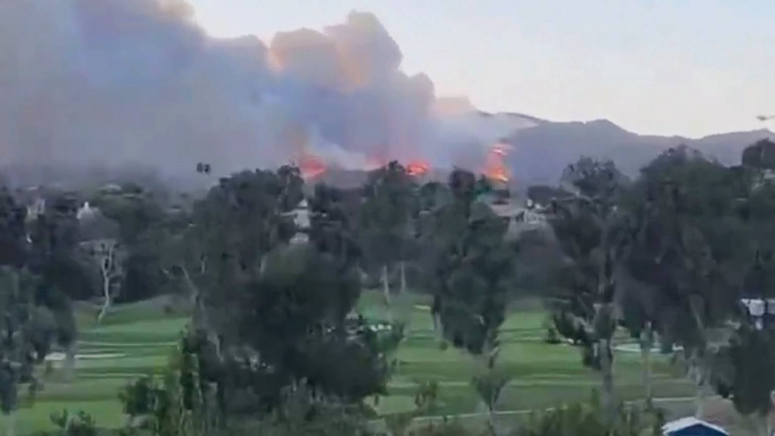 The 2025 Palisades Fire came perilously close to Riviera Country Club, site of the 81st U.S. Women's Open Presented by Ally. (@TeeTimesPub on X))